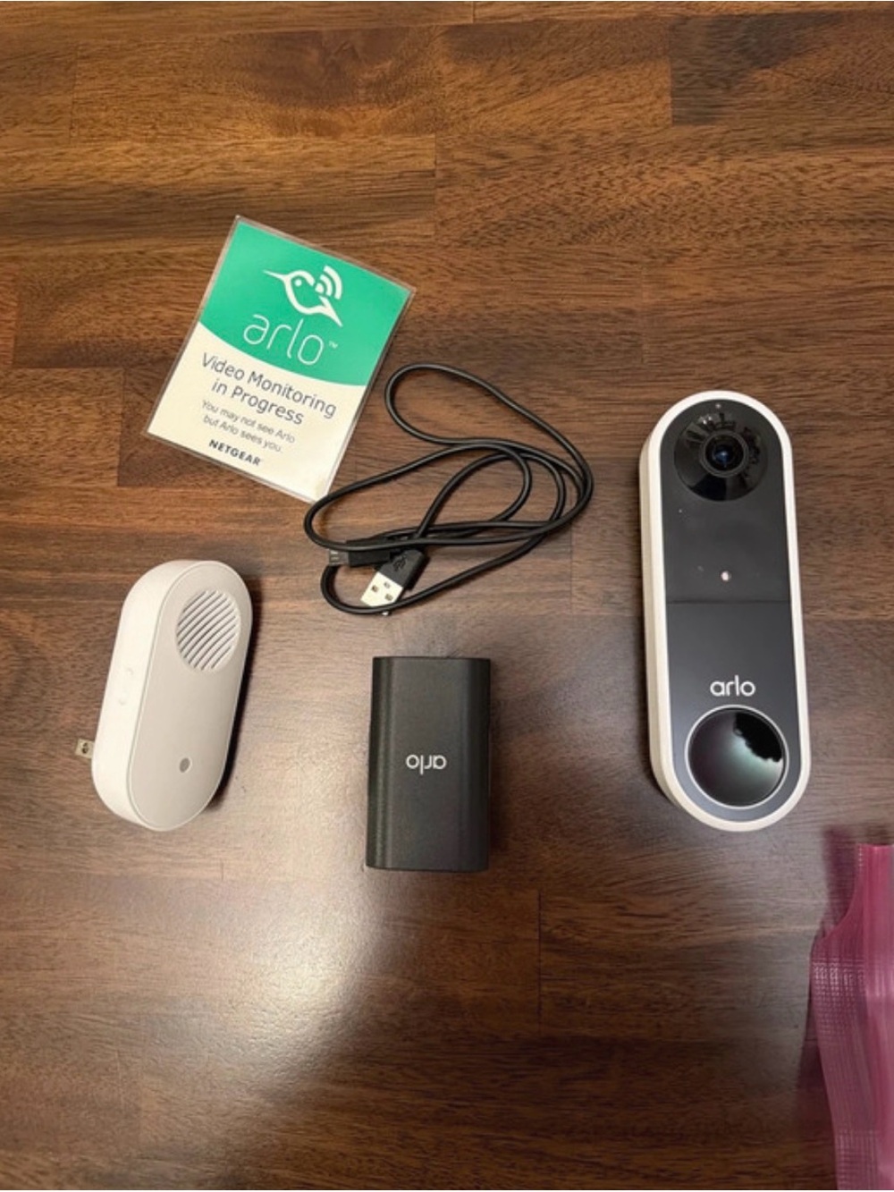 Arlo White and Black Video Doorbell with HD Camera - WiFi Smart Home Security